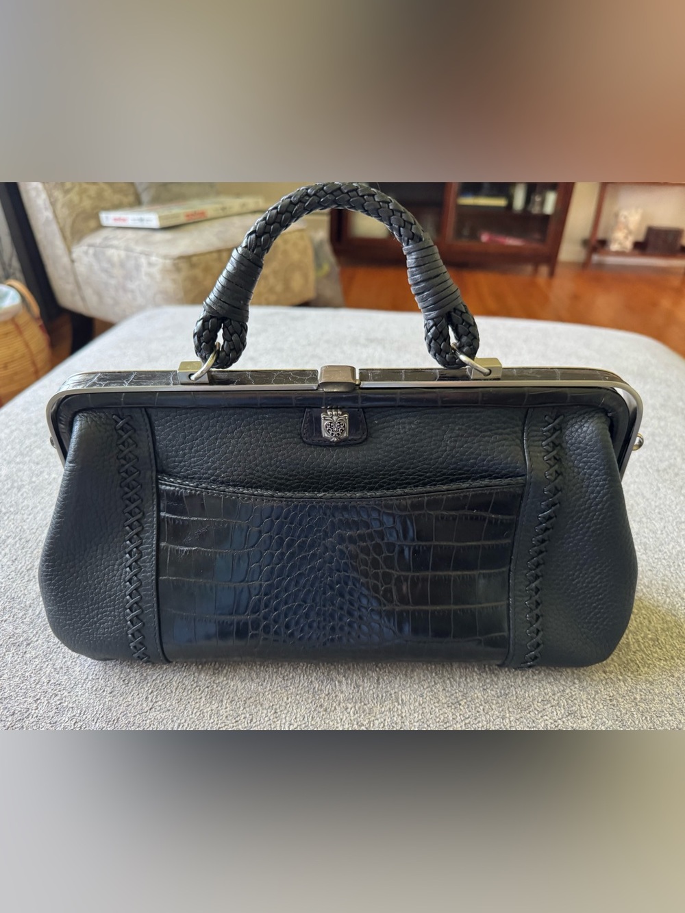 Vintage Brighton Black Leather Top-Handle Satchel AND Brighton Wallet